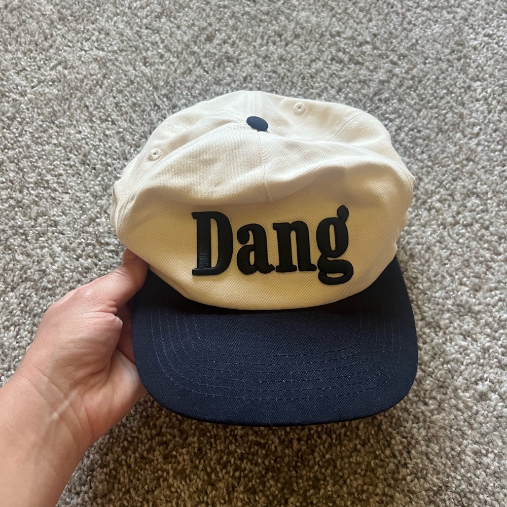 Cream and Blue 'Dang' Cap